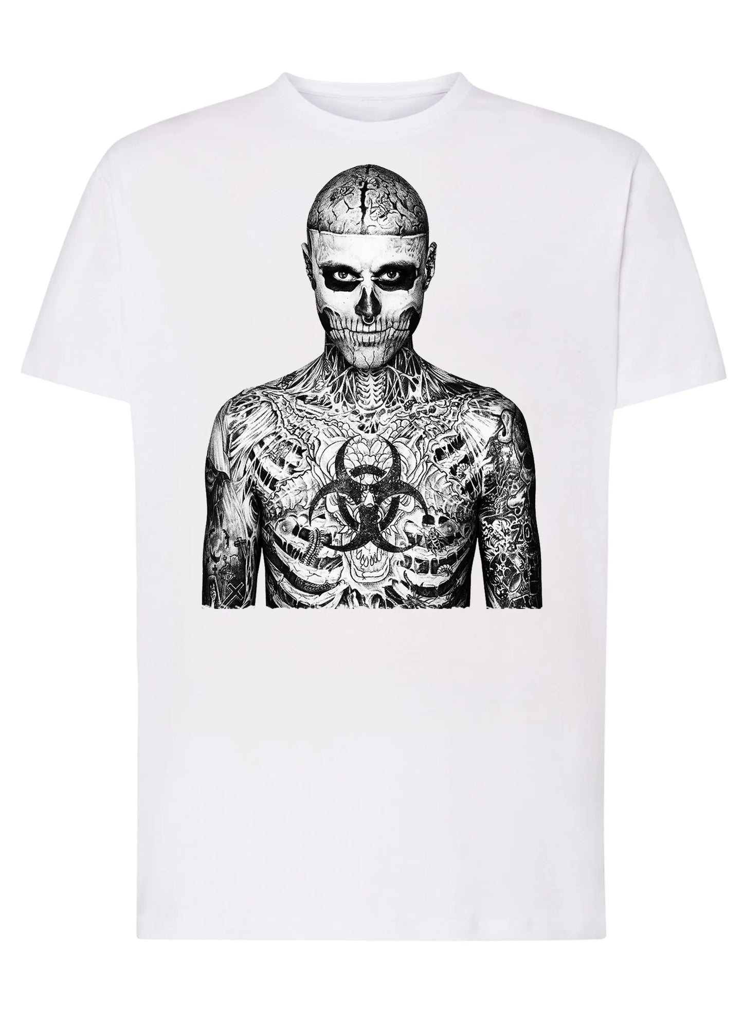 Tattoo Uman Men Skull Zombi Tattoo 9023 T-shirt Urban Men Uomo 100% Cotone Pettinato JK STREET STYLE