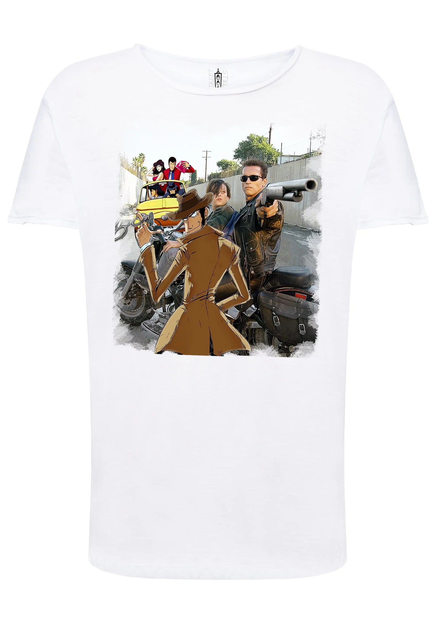 Terminaator Gang Cartoon Fumetti 2103 T-shirt Urban Slub Men Uomo 100% Cotone Fiammato BS STREET STYLE