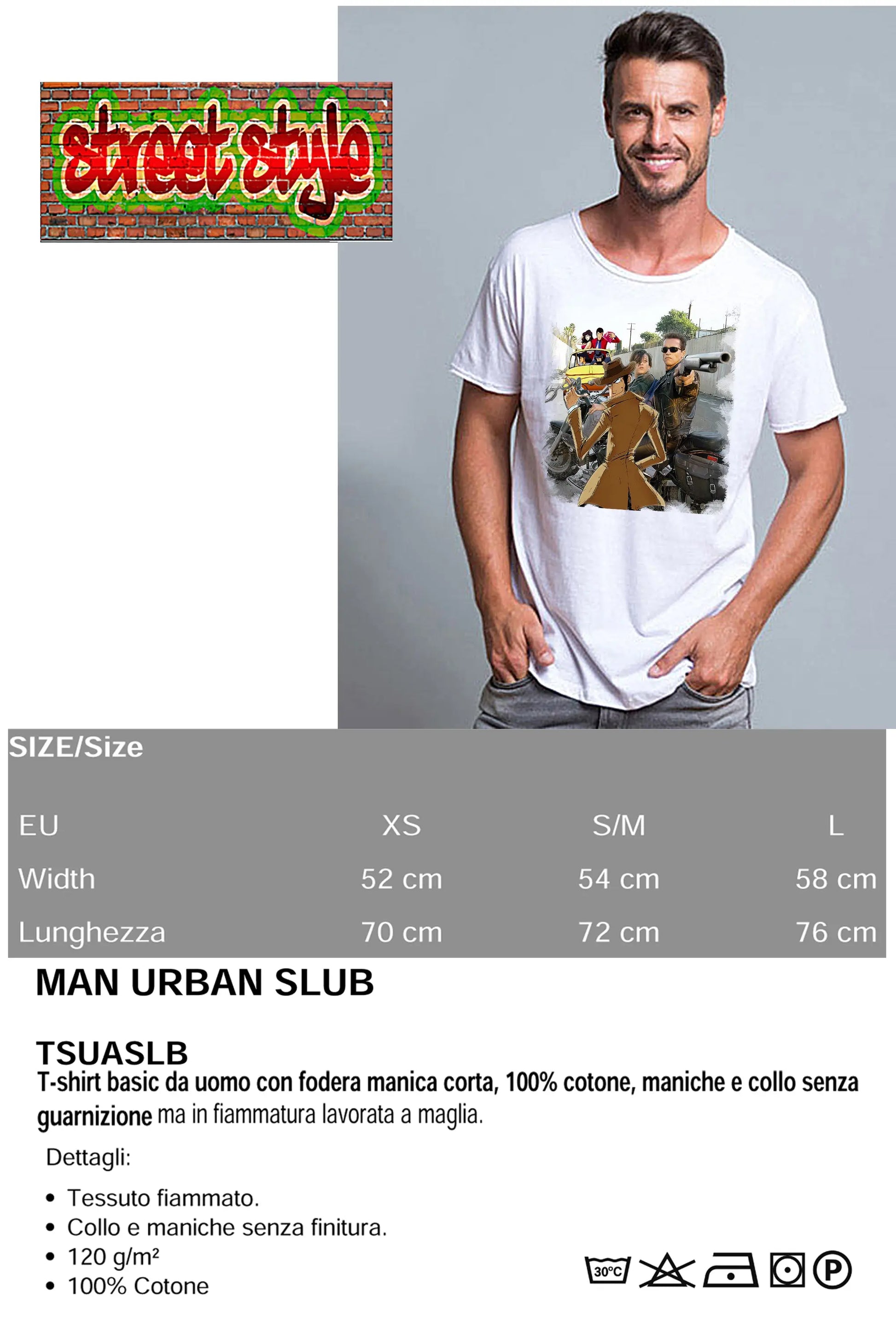 Terminaator Gang Cartoon Fumetti 2103 T-shirt Urban Slub Men Uomo 100% Cotone Fiammato BS STREET STYLE