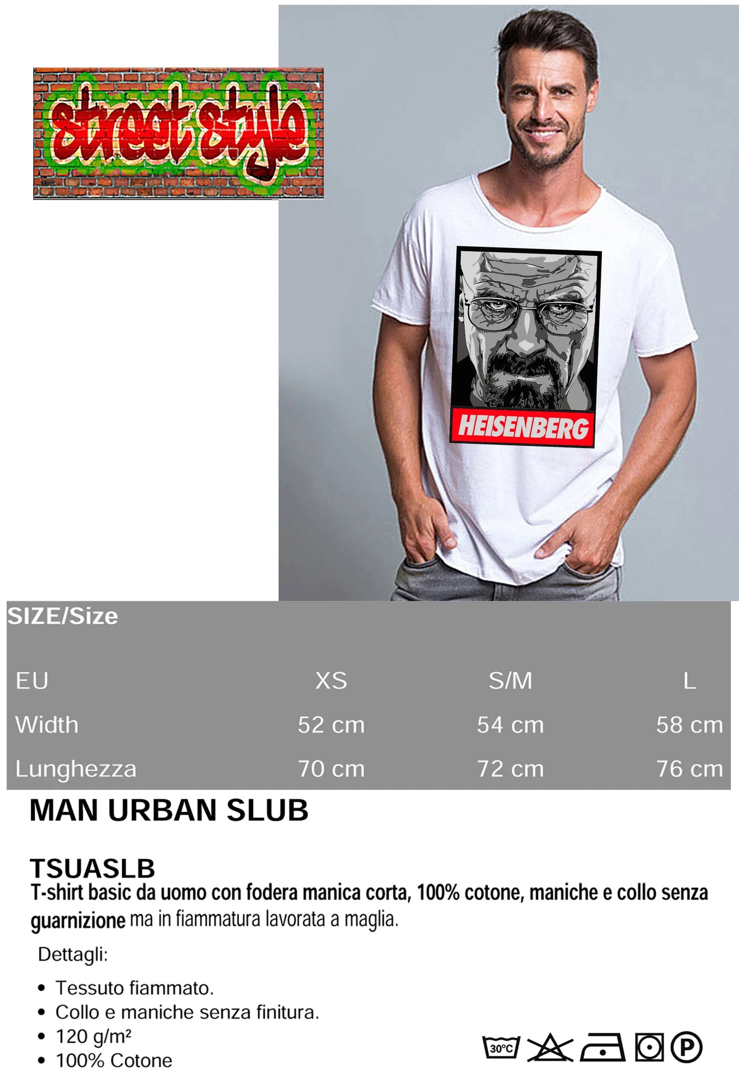 The Legend Heisenberg Soggetto 18-94-2 T-shirt Urban Slub Men Uomo 100% Cotone Fiammato BS STREET STYLE