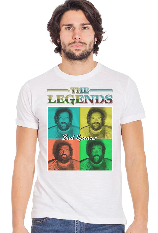 The Legends Quad Bud Spencer 18-70-9 T-Shirt Urban Men Uomo 100% Cotone Fiammato BS STREET STYLE