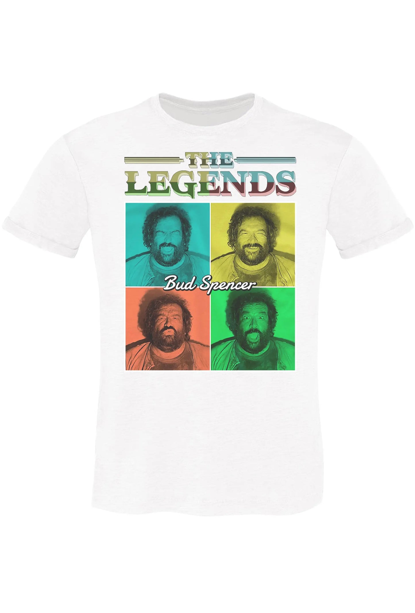 The Legends Quad Bud Spencer 18-70-9 T-Shirt Urban Men Uomo 100% Cotone Fiammato BS STREET STYLE