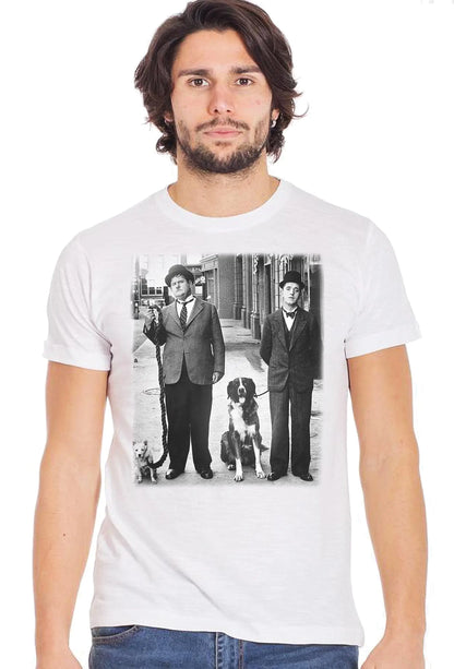 The legend Oliver Hardy Stan Laurel Cinema Attore Soggetto 18-81 T-shirt Urban Slub Men Uomo 100% Cotone Fiammato BS STREET STYLE