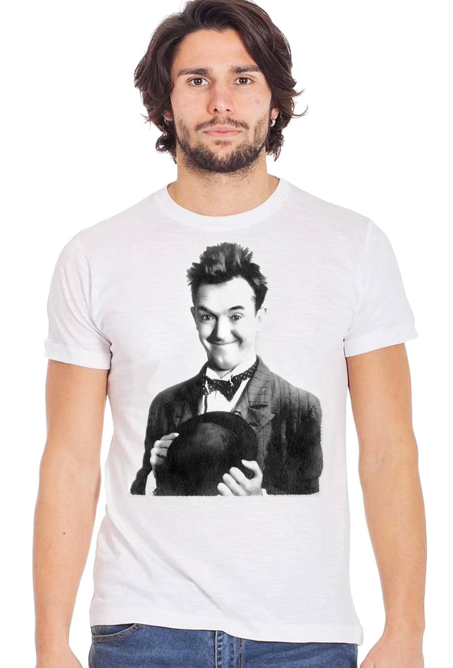 The legend Stan Laurel Cinema Attore Soggetto 18-81-3 T-shirt Urban Slub Men Uomo 100% Cotone Fiammato BS STREET STYLE