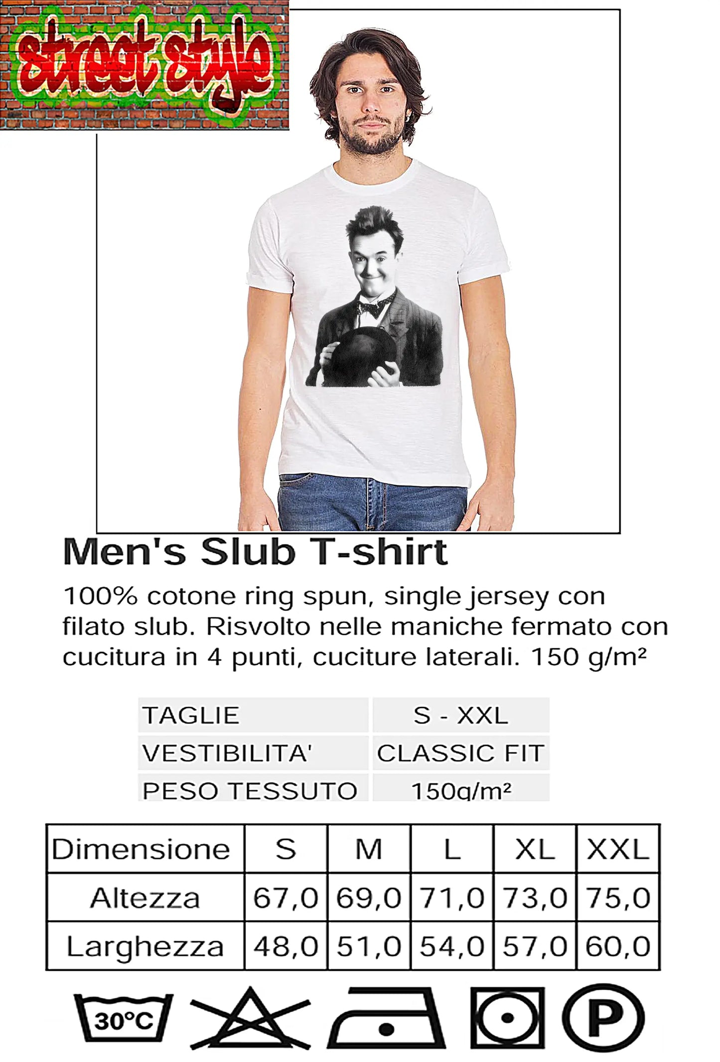 The legend Stan Laurel Cinema Attore Soggetto 18-81-3 T-shirt Urban Slub Men Uomo 100% Cotone Fiammato BS STREET STYLE