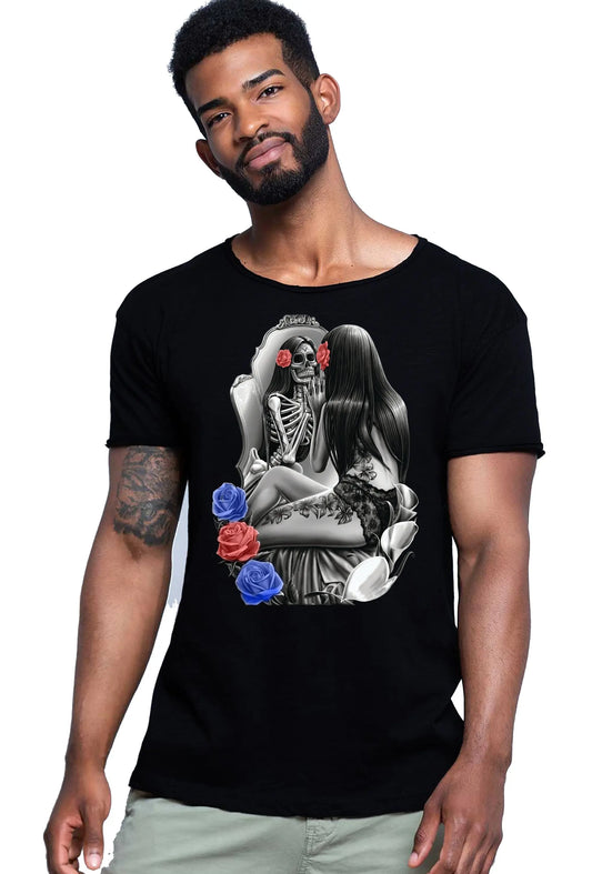 Vanity Tattoo Skull 9050-12 T-shirt Urban Slub Men Uomo 100% Cotone Fiammato JK STREET STYLE