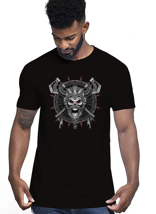 Viking Skull Motor Tattoo 9057 T-shirt Urban Men Uomo 100% Cotone Pettinato JK STREET STYLE