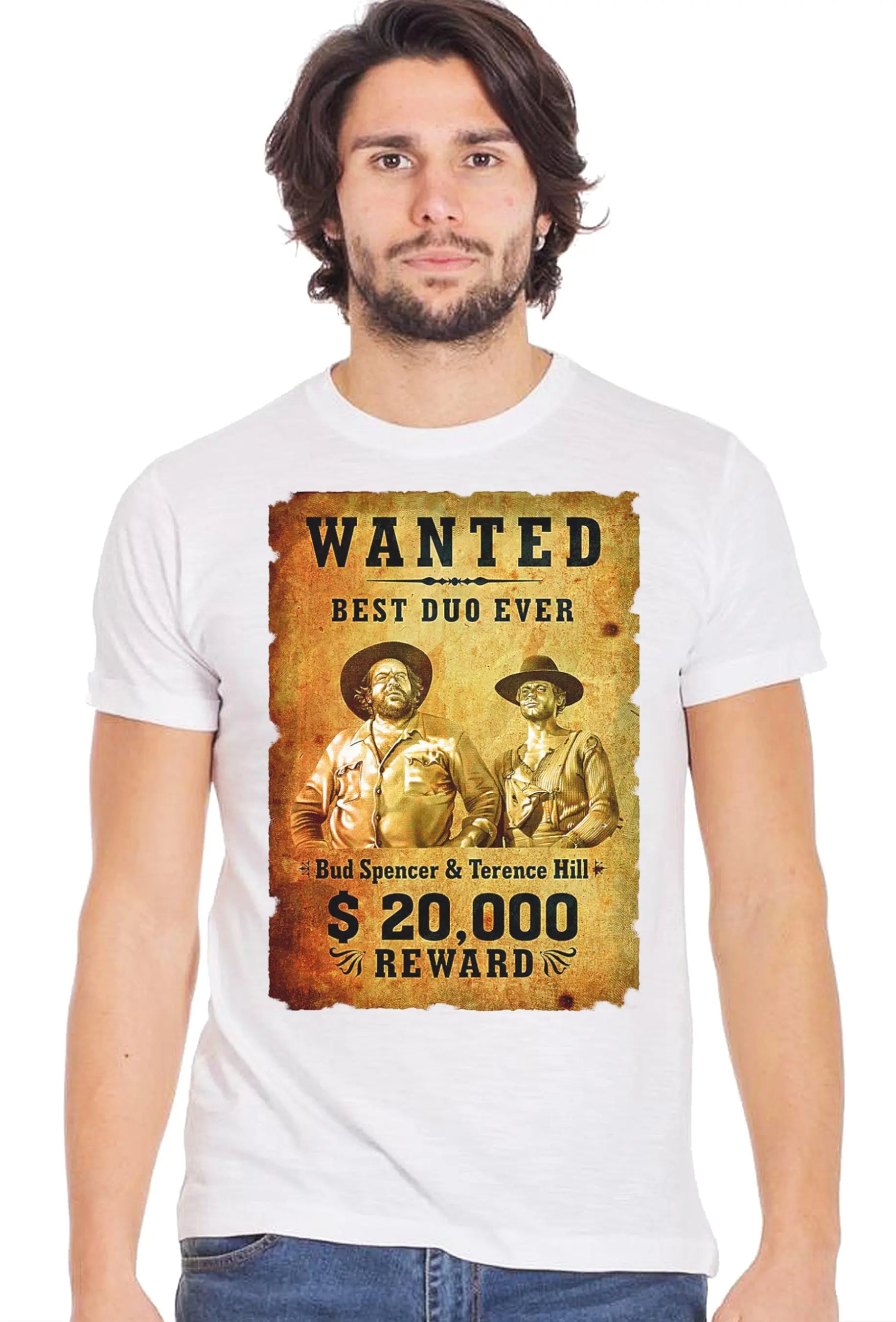 Wanted Bud Spencer 18-70-8 T-Shirt Urban Men Uomo 100% Cotone Fiammato BS STREET STYLE