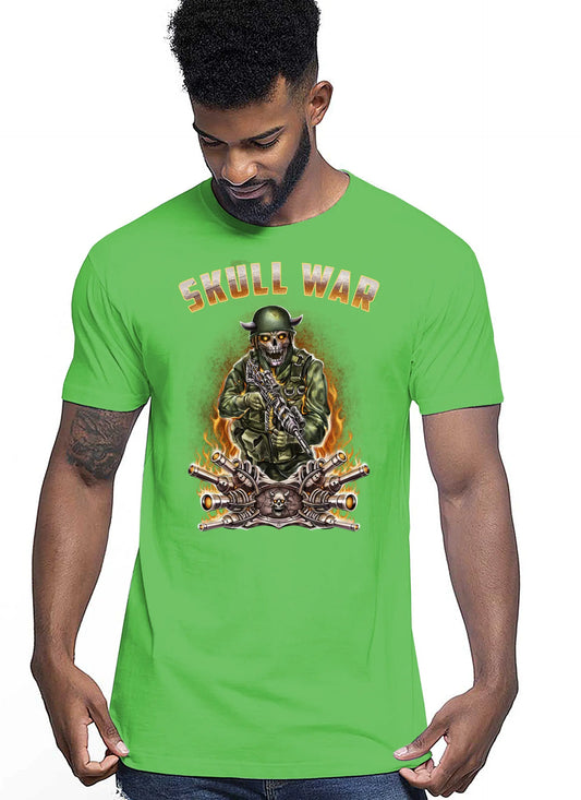 War Skull Tattoo 9053 T-shirt Urban Men Uomo 100% Cotone Pettinato JK STREET STYLE