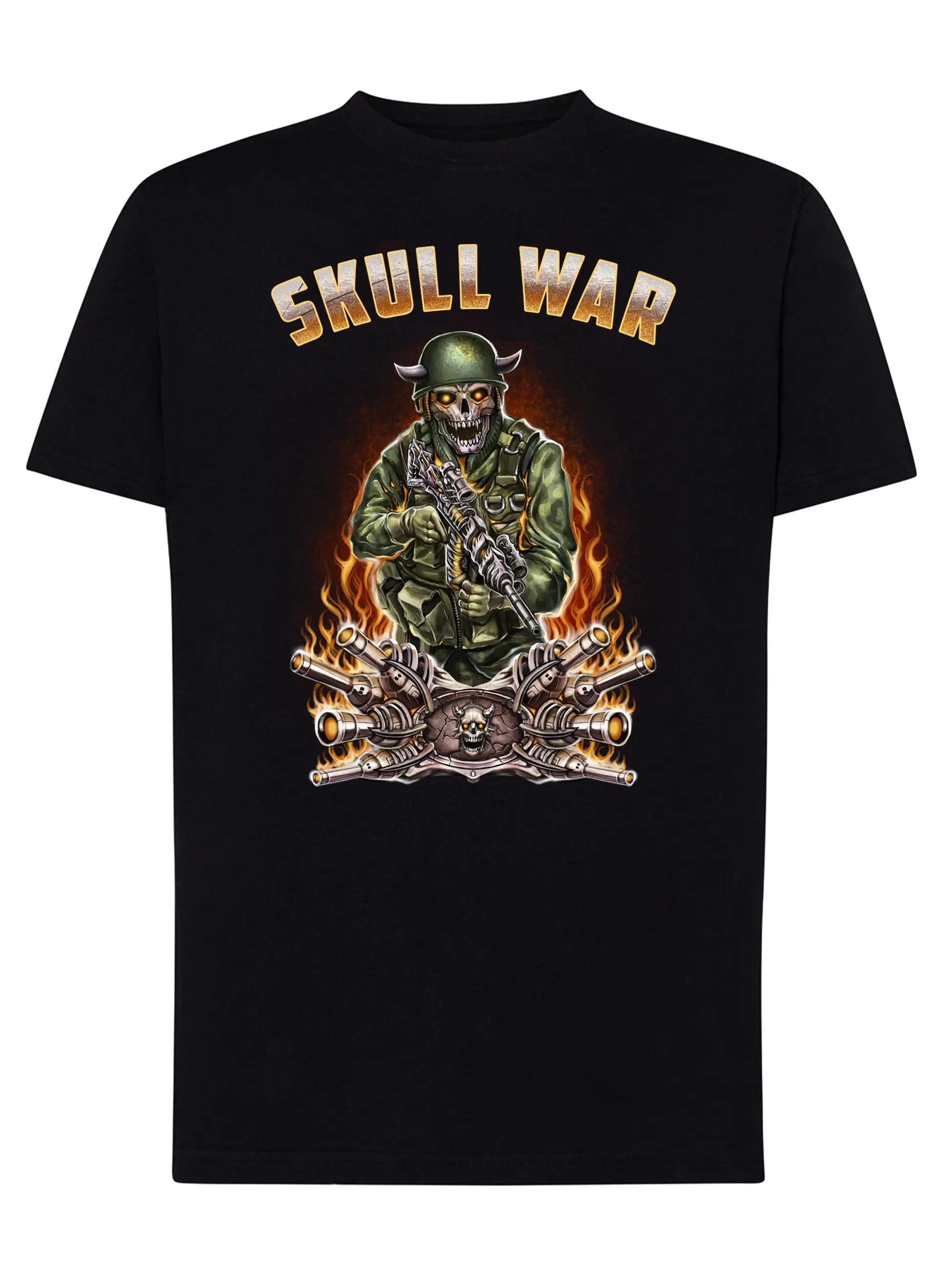 War Skull Tattoo 9053 T-shirt Urban Men Uomo 100% Cotone Pettinato JK STREET STYLE