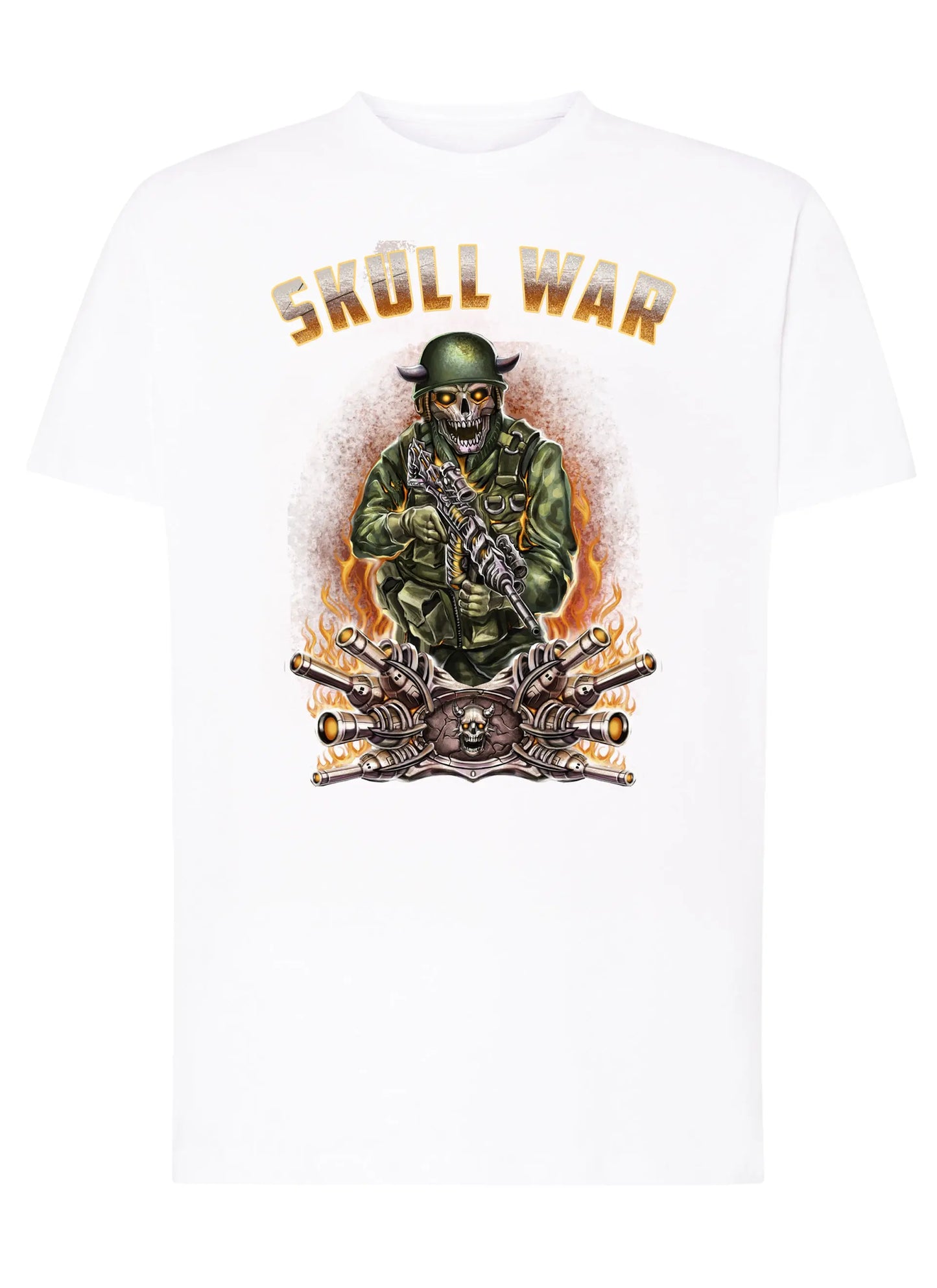 War Skull Tattoo 9053 T-shirt Urban Men Uomo 100% Cotone Pettinato JK STREET STYLE