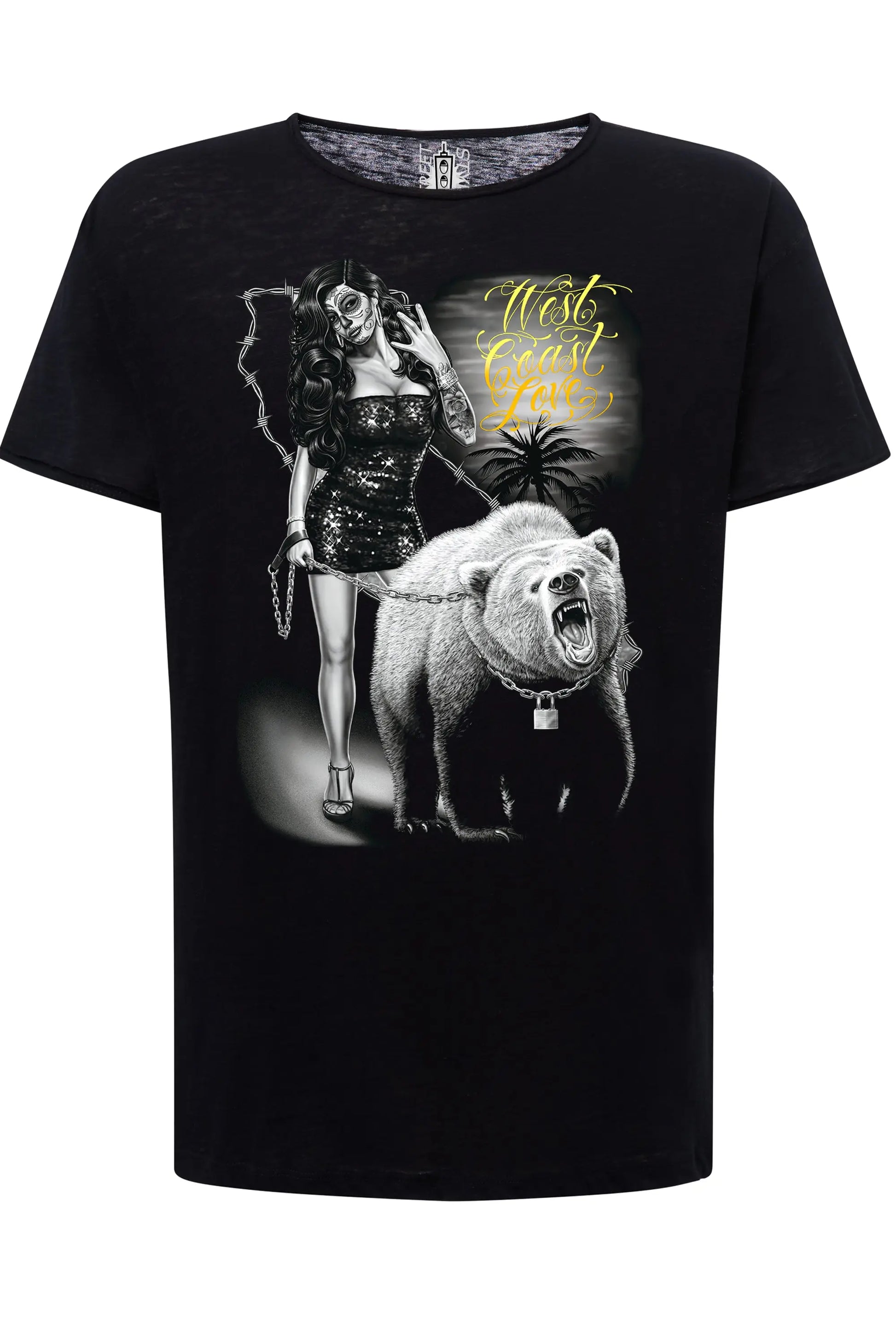 West Coast Love Tattoo Skull 9050-14 T-shirt Urban Slub Men Uomo 100% Cotone Fiammato JK STREET STYLE