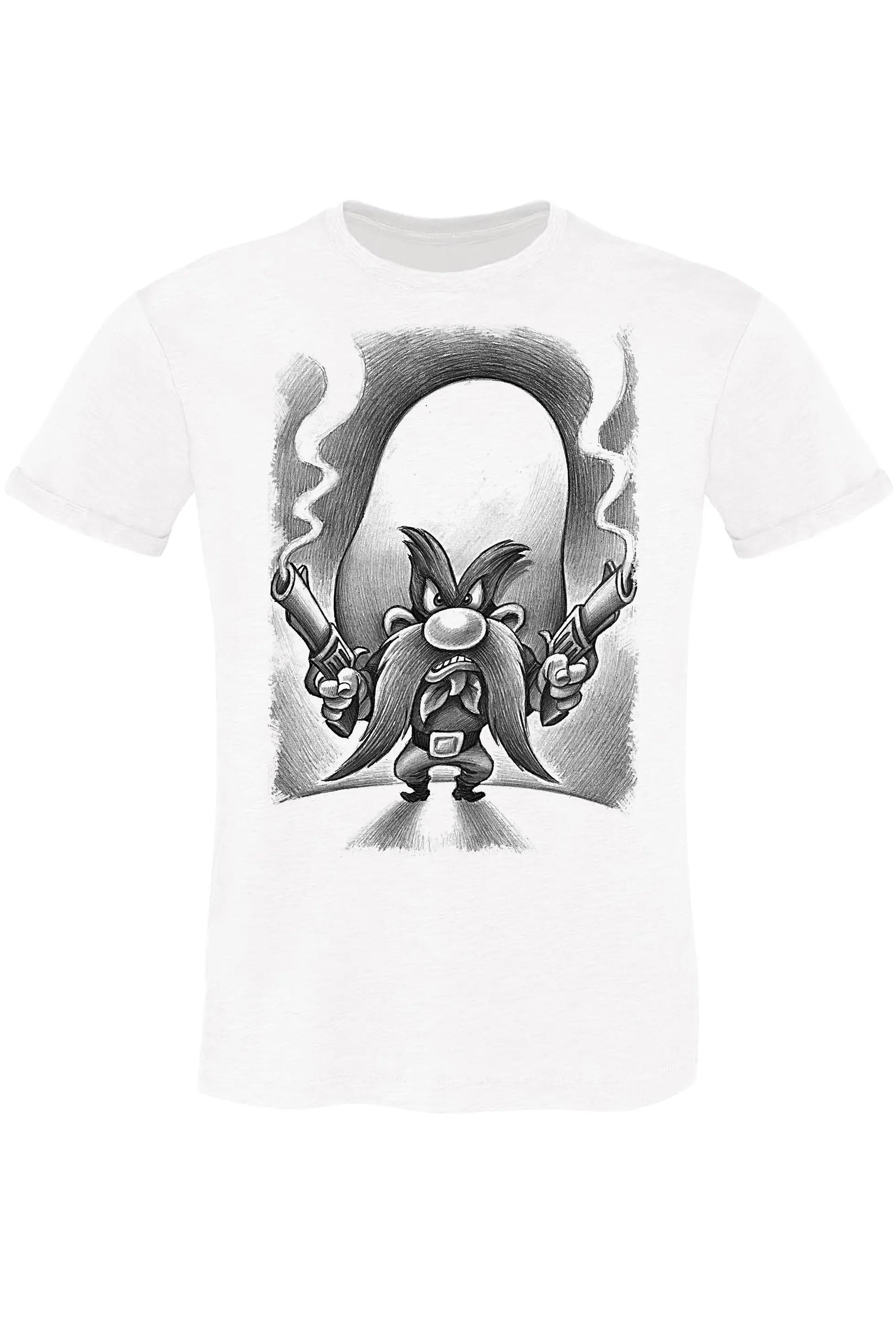 Yosemite Sam Pistoleros Fumetti Cartoons 2075-3-7 T-Shirt Urban Men Uomo 100% Cotone Fiammato BS STREET STYLE