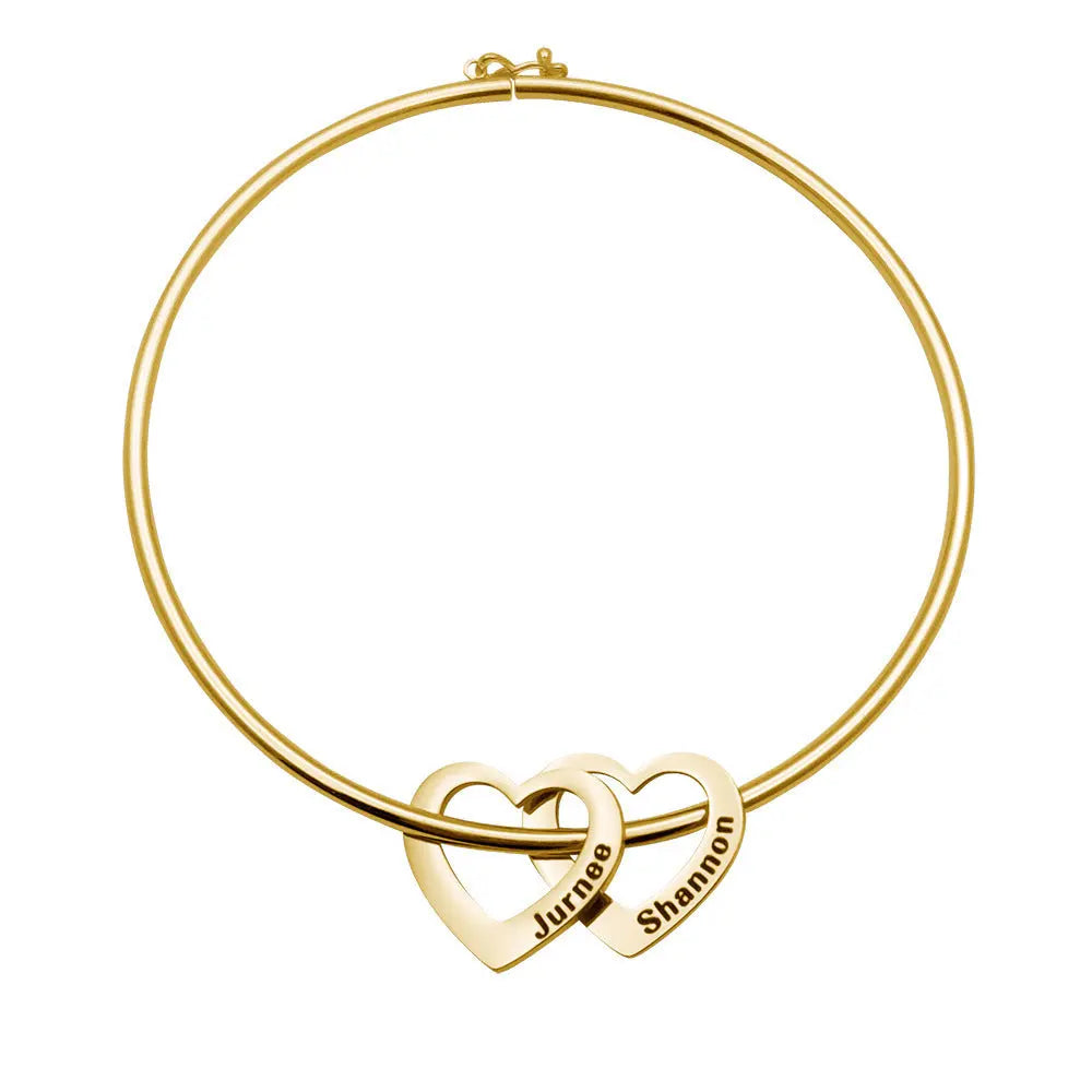 Love Bracelet Peach Heart Name Lettering Titanium Steel Bracelet-4