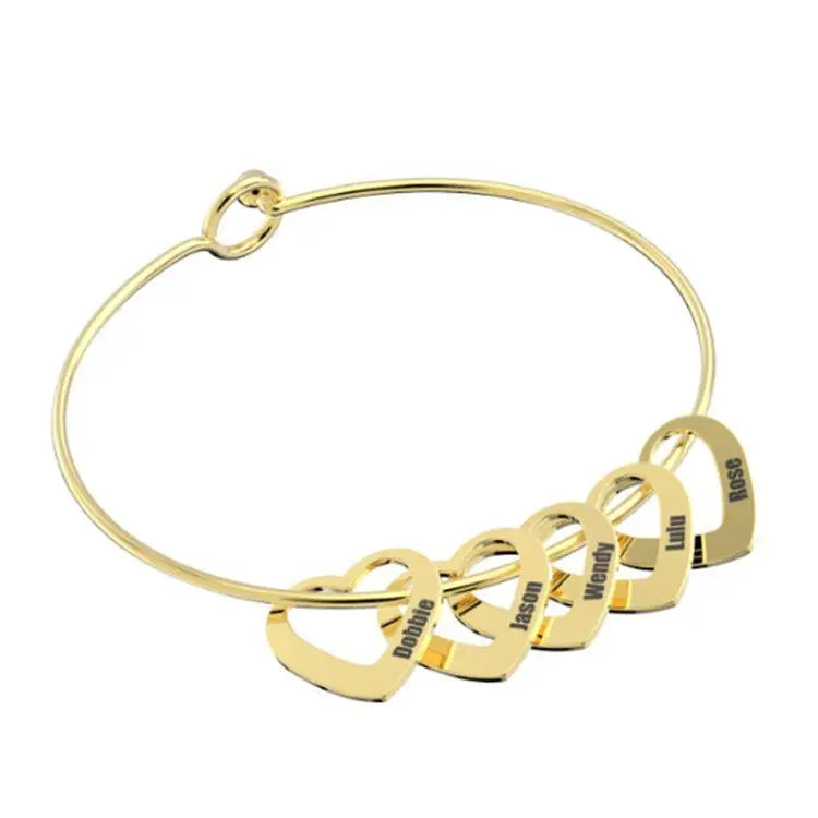Love Bracelet Peach Heart Name Lettering Titanium Steel Bracelet-5
