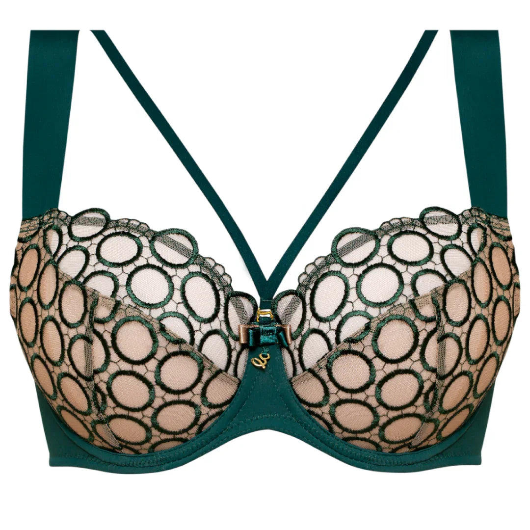 Sheer Mesh Tulle Tulip Seam Balconette Bra Boobie Emerald - STREET STYLE