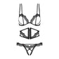 Ultra Sexy Open Cup Crotchless String 3 Piece Lingerie Set Bravelle-2