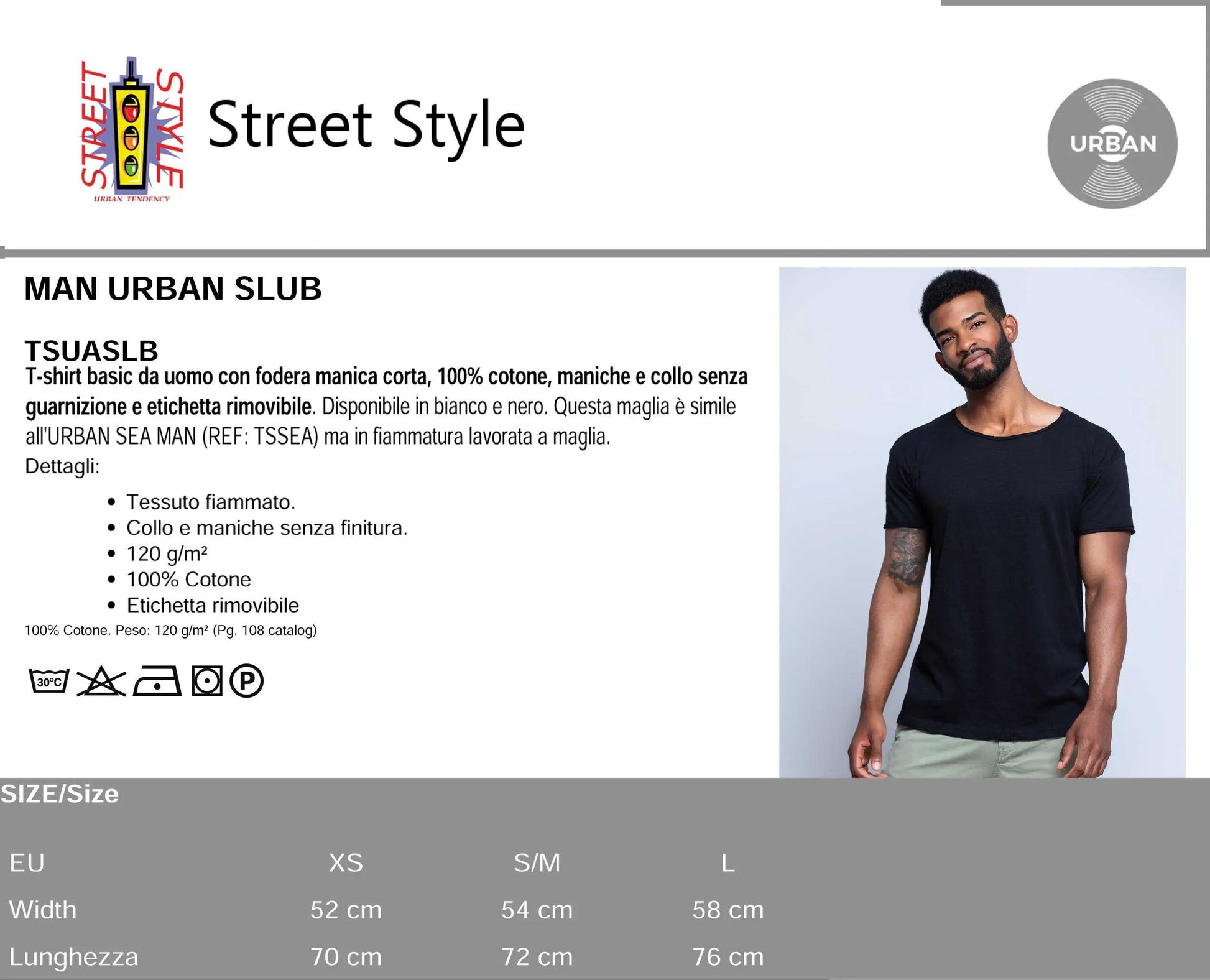 Bruc. Lee 18-27 Art. Urban Slub Men Uomo 100% Cotone fiammato STREET STYLE