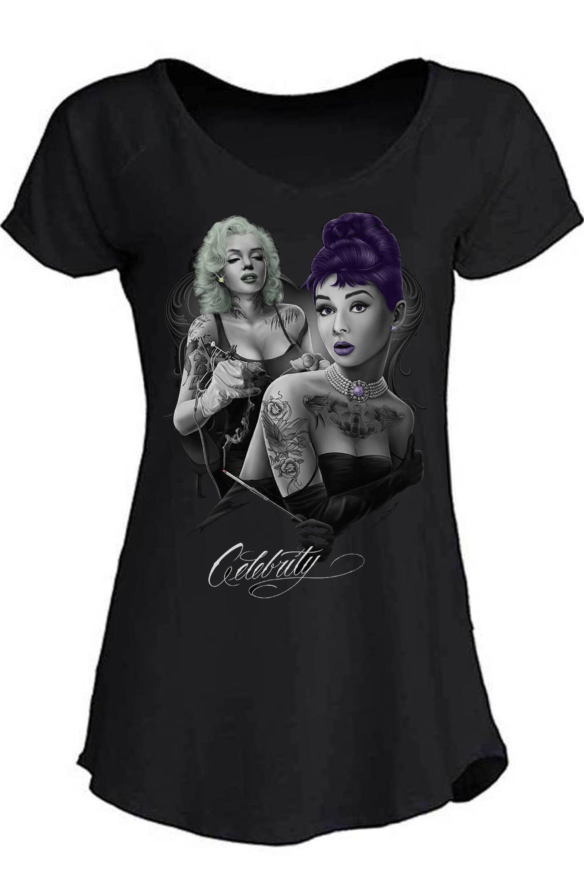 Celebrity Marilyn Monroe Audrey Hepburn Moda tattoo 9050-26 Urban Slub Lady Donna Cotone 100% Fiammato JK STREET STYLE