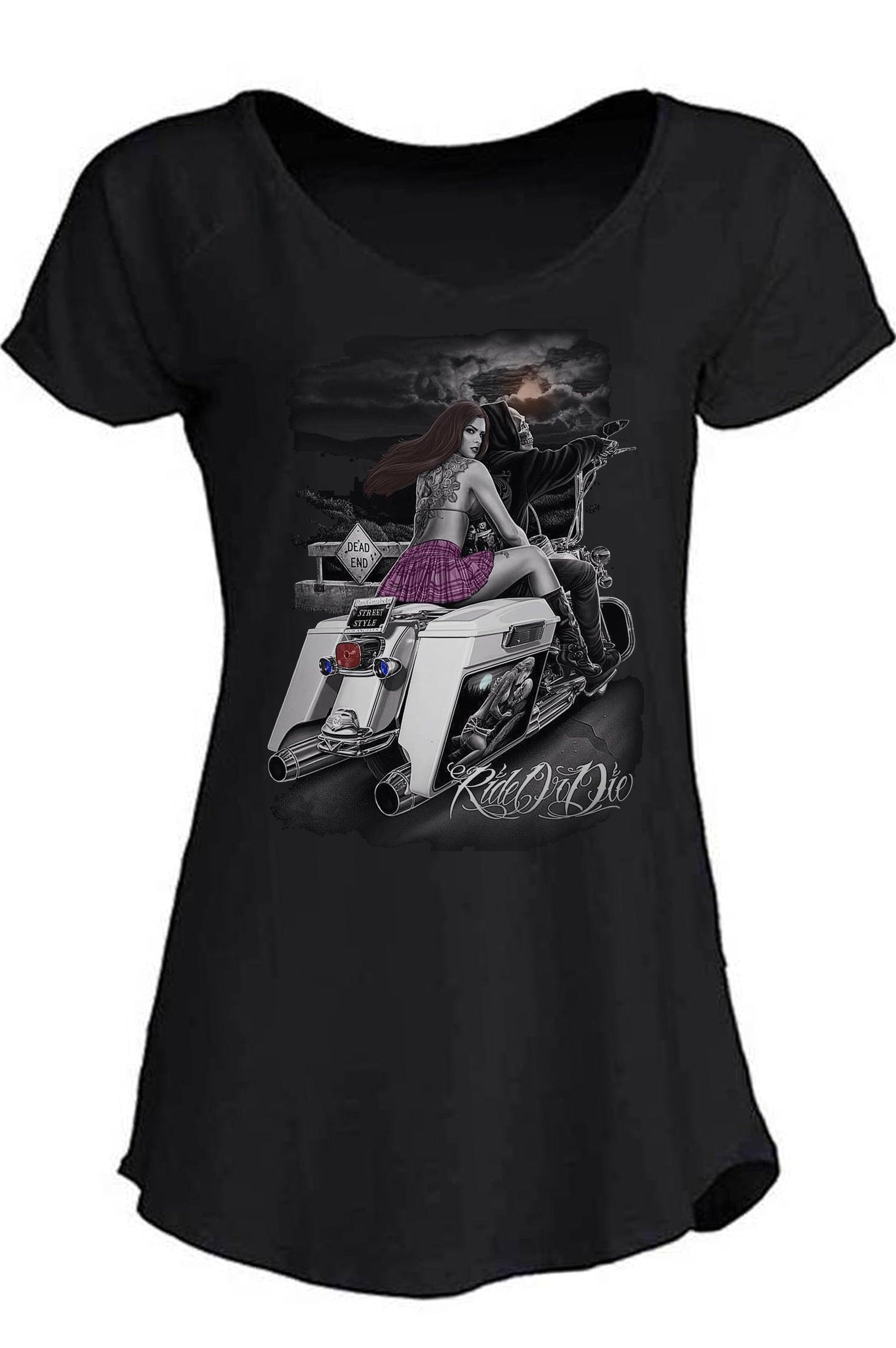 Dead End Moda tattoo Moto 9050-20 Urban Slub Lady Donna Cotone 100% Fiammato JK STREET STYLE