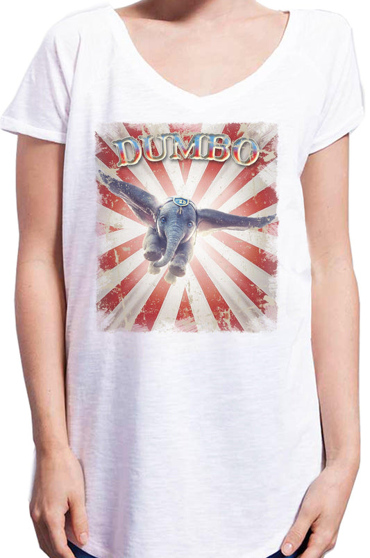 Dumbo Soggetto Cinema Cartoons 2098 Urban Slub Lady Donna Cotone 100% Fiammato JK STREET STYLE