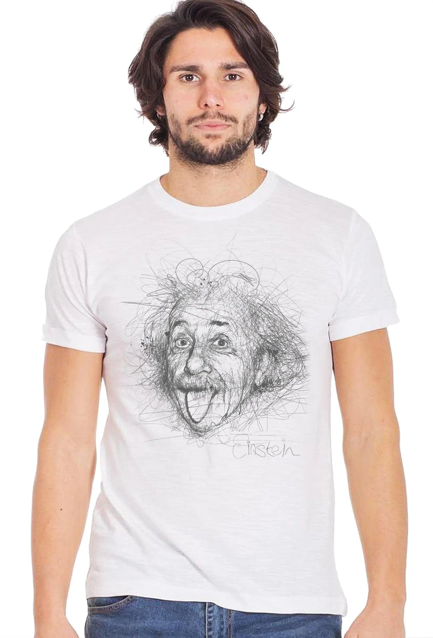 Einstein Stilizzato 18-55 T-Shirt Urban Men Uomo 100% Cotone Fiammato STREET STYLE