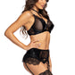Beauty Night Noir Fantasy Lingerie Set Sheer Lace Bra Garter Belt & G-String-2