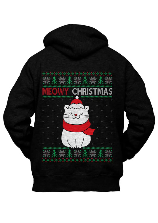 Felpa con Cappuccio Retro Natale Gatto Merry Meow-0
