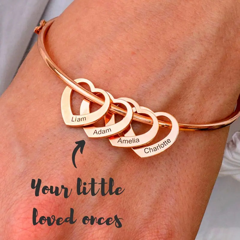 Love Bracelet Peach Heart Name Lettering Titanium Steel Bracelet-2