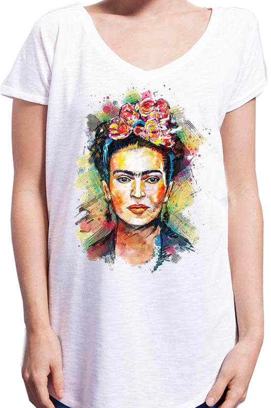 Frida Kahlo Stilizzato Color 18-20-35 Urban Slub Lady Donna Cotone 100% Fiammato JK STREET STYLE