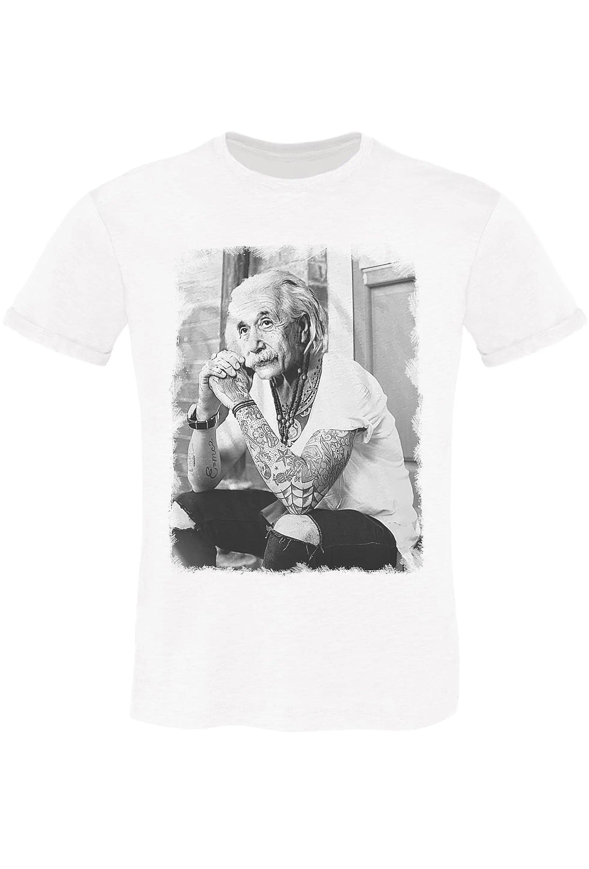 Genius Einstein Tatuato Color & Grey 18-84 T-Shirt Urban Men Uomo 100% Cotone Fiammato STREET STYLE