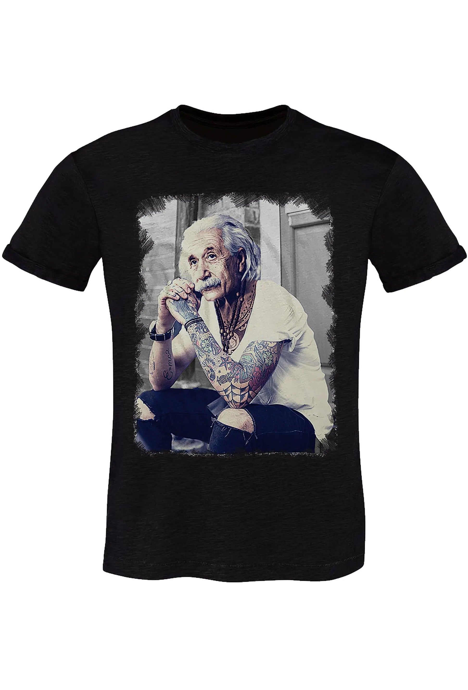 Genius Albert Einstein Tatuato Color & Grey 18-84 T-Shirt Urban Men Uomo 100% Cotone Fiammato BS STREET STYLE