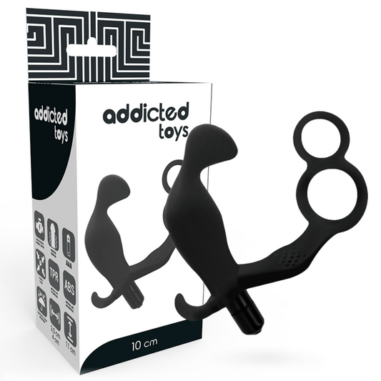 ADDICTED TOYS - PLUG ANALE CON DOPPIO ANELLO PER PENE E TESTICOLI NERI-0