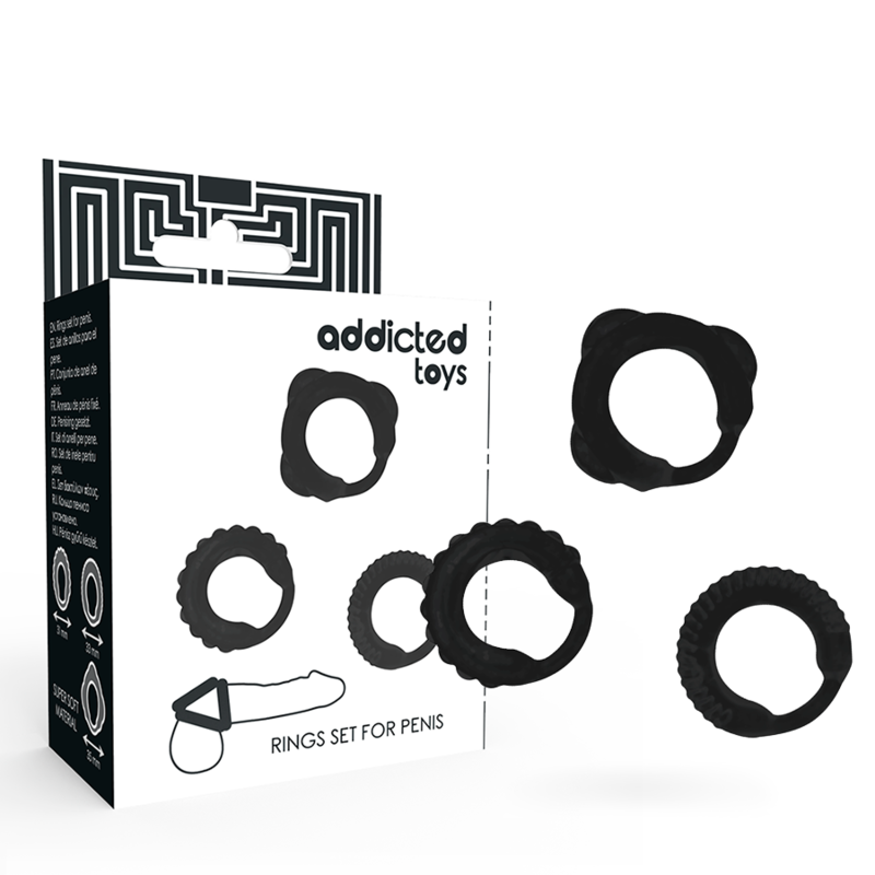 ADDICTED TOYS - SET C-RING NERO-0