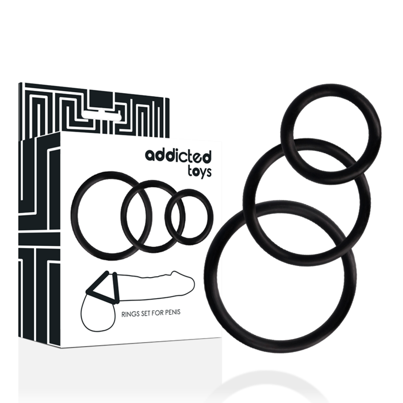 ADDICTED TOYS - SET DI ANELLI PER PENE NERO-1
