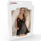 SUBBLIME - BABYDOLL NERO BEIGE LACCI FLOREALI S / M-3