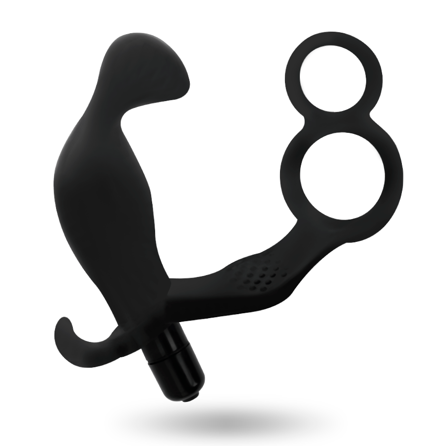 ADDICTED TOYS - PLUG ANALE CON DOPPIO ANELLO PER PENE E TESTICOLI NERI-1