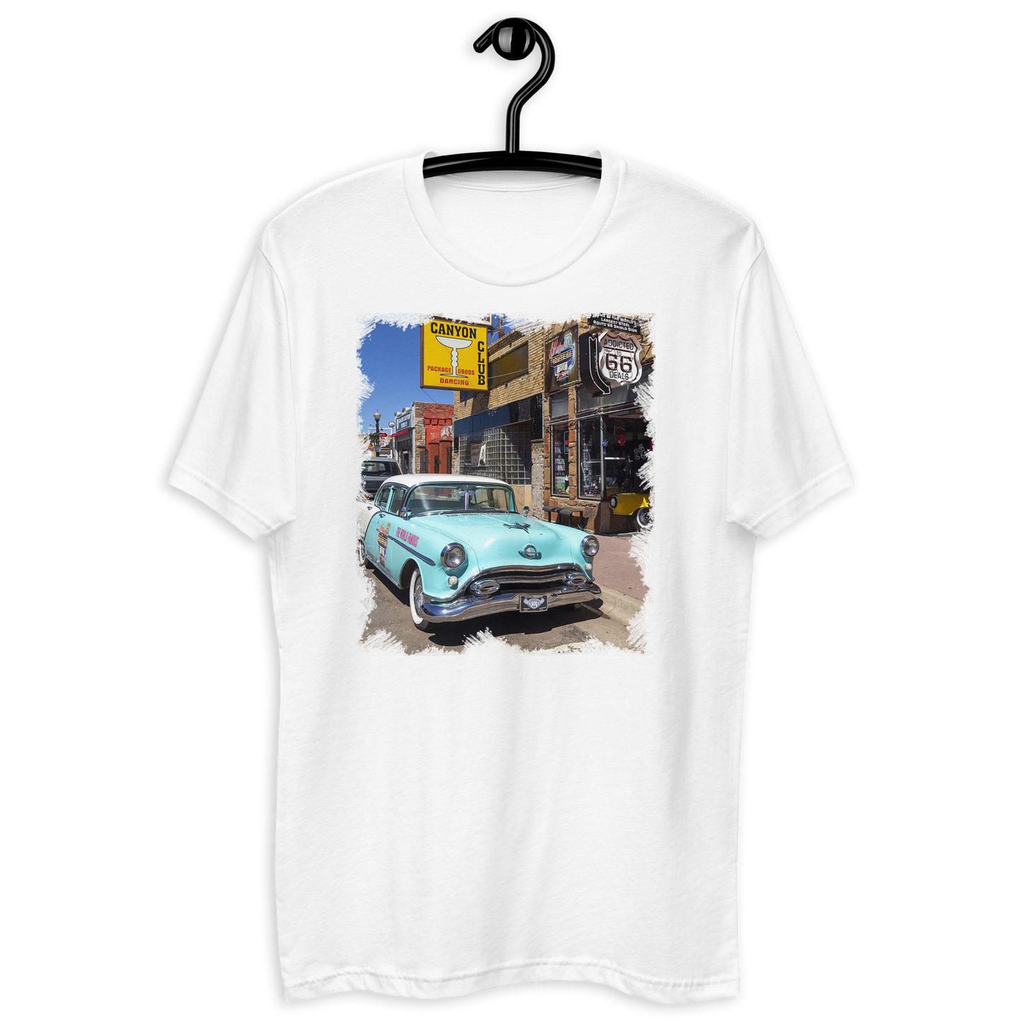 T-shirt Vintage Route 66 con Auto d'Epoca Americana