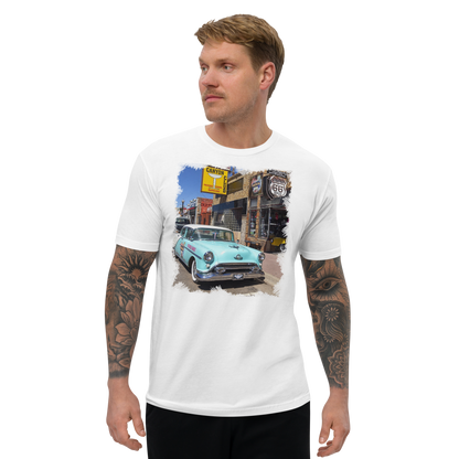 T-shirt Vintage Route 66 con Auto d'Epoca Americana