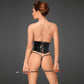 Sexy Latex Front Zip Open Cup Corset Noir Handmade Decadence-1