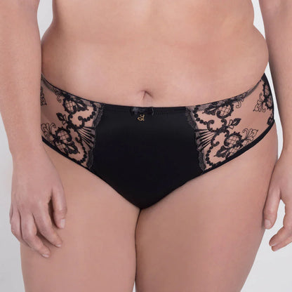 Sheer Mesh Tulle Embroidered Brief Panty Perla Black - STREET STYLE