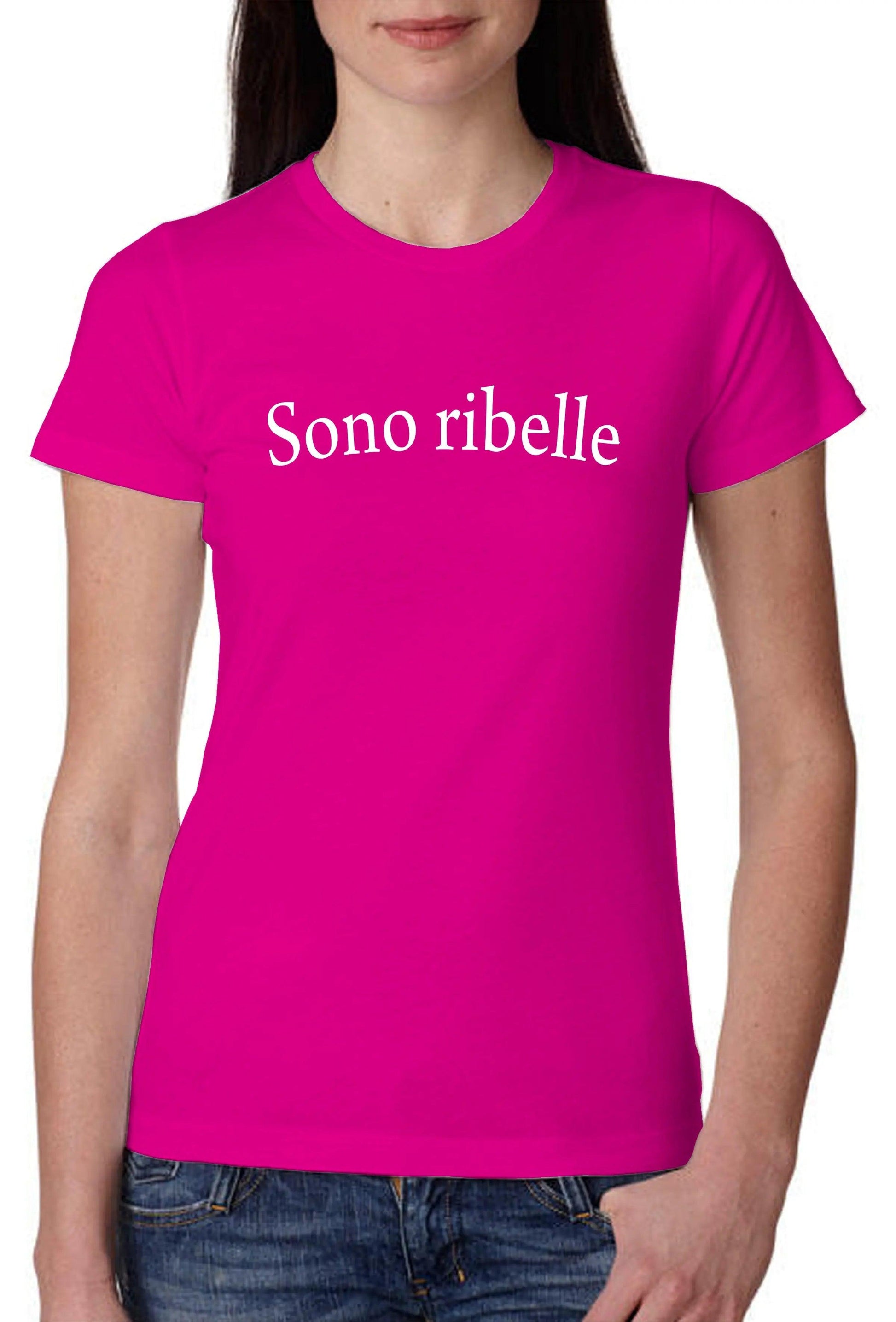 Sono Ribelle Solo Parole 3410 Lady Donna 100% Cotone Pettinato STREET STYLE