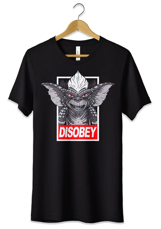 T-Shirt Maglietta Gremlins Disobey Nera Maniche Corte-0