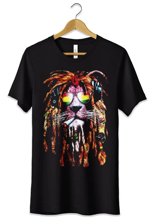 T-Shirt Maglietta Rasta Lion Reggae Divertente-0