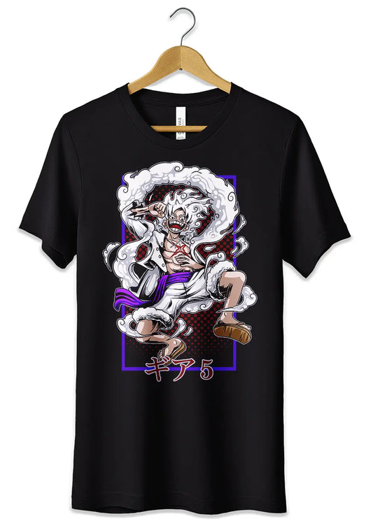 T-Shirt Maglietta Anime Monkey D Luffy Rubber Gear 5 One Piece-0