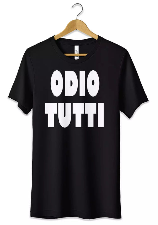 T-Shirt Maglietta Odio Tutti Frase Divertente Cotone-0