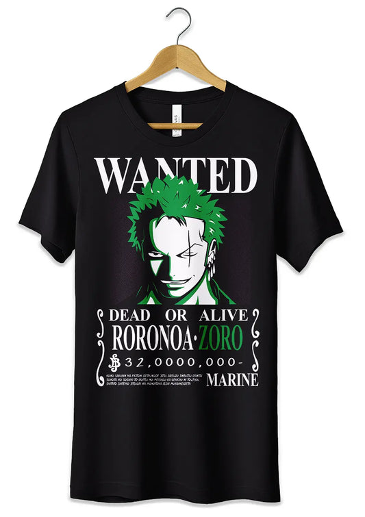 T-Shirt Maglietta Anime Roronoa Zoro Wanted One Piece-0