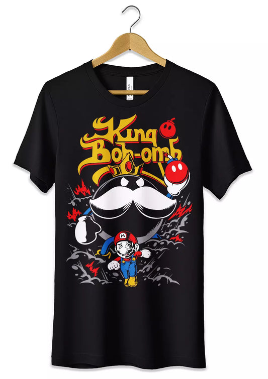 T-Shirt Maglietta Videogames Super Mario vs King Bob-omb-0