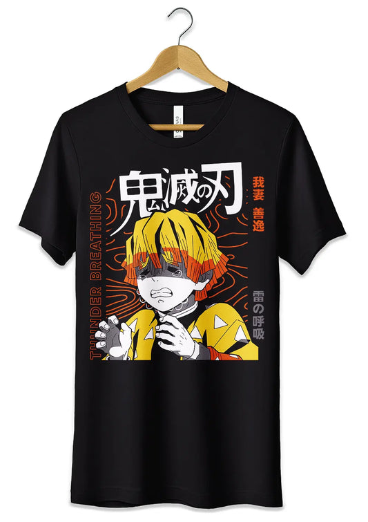 T-Shirt Maglietta Zenitsu Demon Slayer Anime Fans-0
