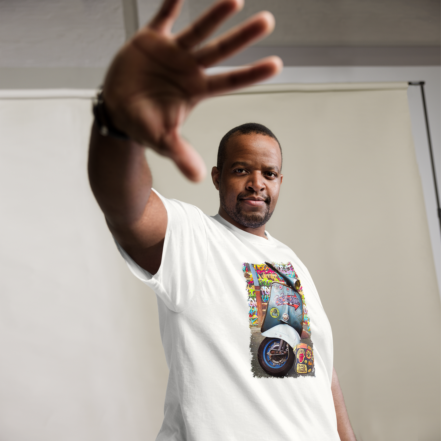 T-shirt Uomo Stampa Scooter Vintage Stile Graffiti Urbano 11011-VES